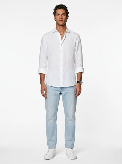 White Linen Casual Shirt