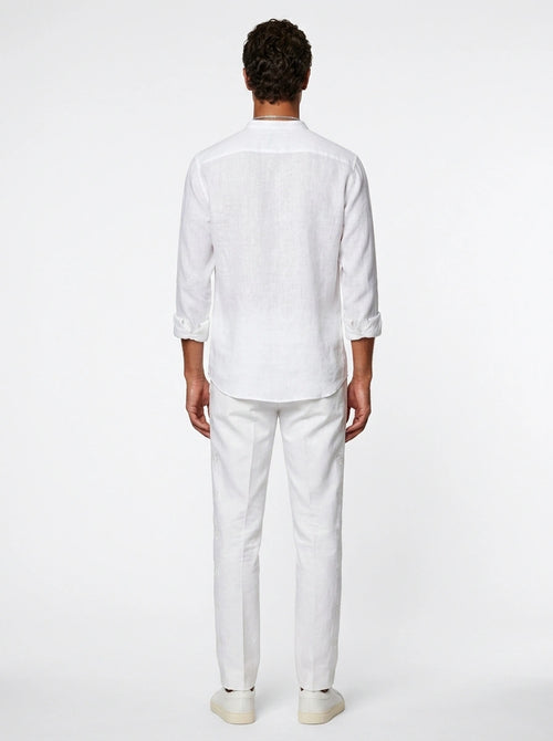 White Linen Mandarin Shirt