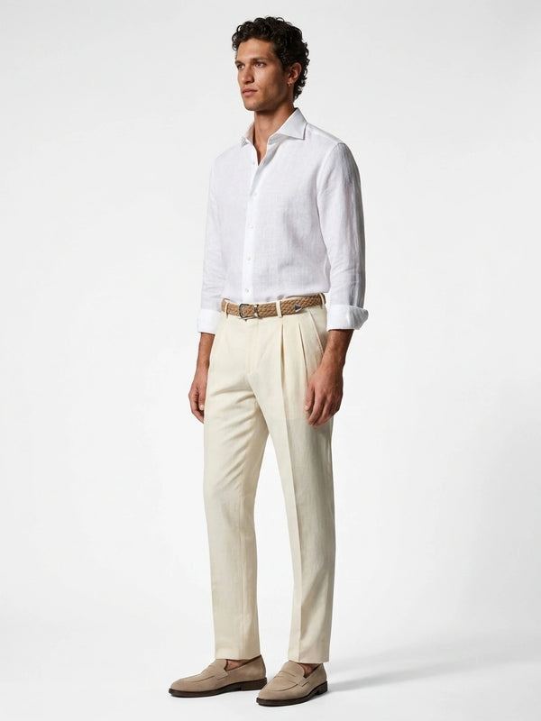 White Linen Cut-Away Shirt
