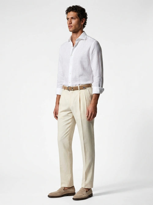 White Linen Cut-Away Shirt