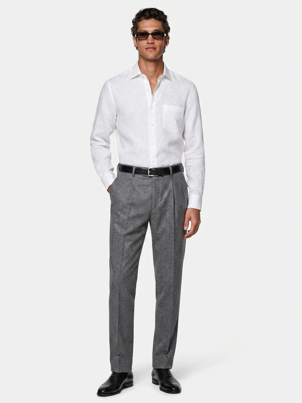 White Linen Formal Shirt