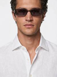 100% Linen Casual Shirt White