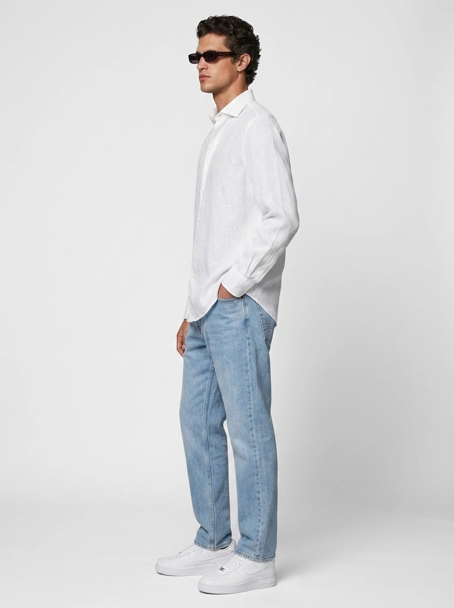 100% Linen Casual Shirt White