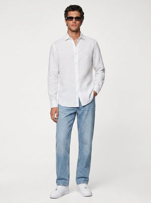 100% Linen Casual Shirt White