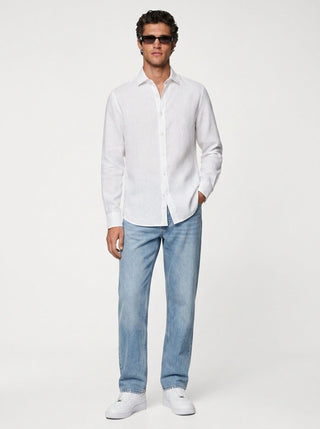 100% Linen Casual Shirt White