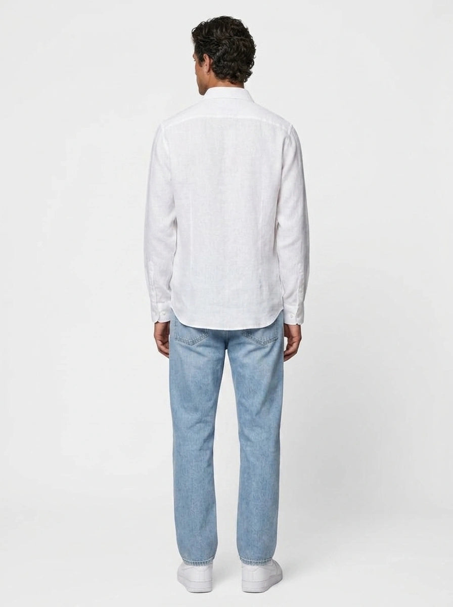 100% Linen Casual Shirt White
