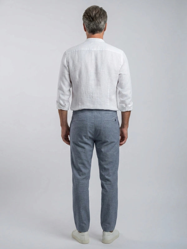 100% Linen Shirt Mandari Collar White