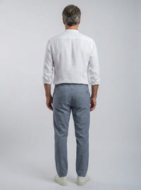 100% Linen Shirt Mandari Collar White