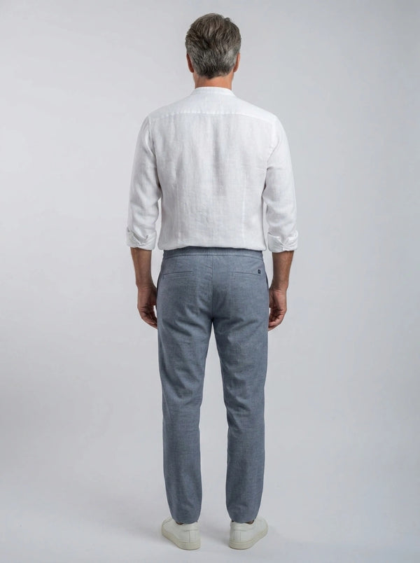 100% Linen Shirt Mandari Collar White