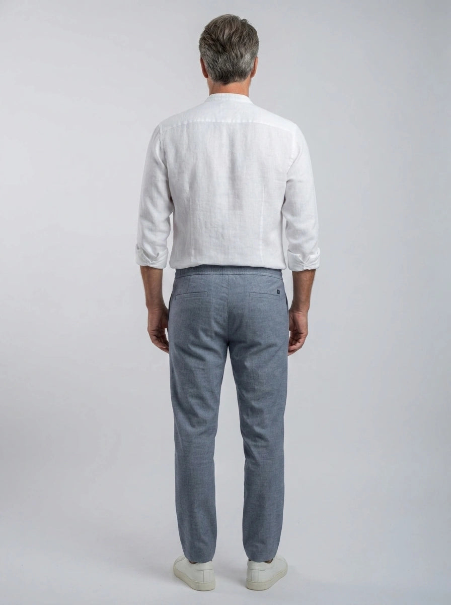 100% Linen Shirt Mandari Collar White