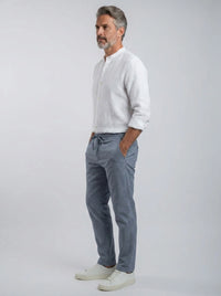 100% Linen Shirt Mandari Collar White