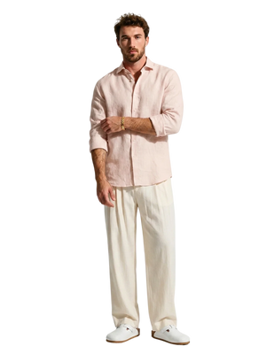 100% Linen Casual Shirt Blush Pink